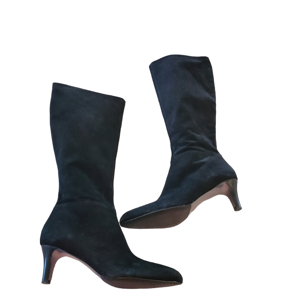 Tahari Leather Payton Black Leather Boots Size 8.5